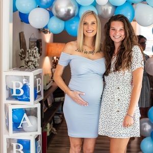 Sexy Mama Maternity Off the Shoulder Sweetheart Maternity Dress Short Sleeves